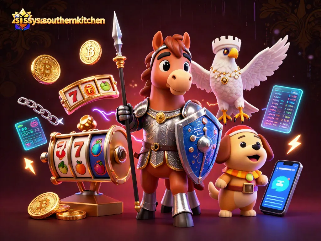 Win big with sissyssouthernkitchen in this vibrant slot-themed illustration.